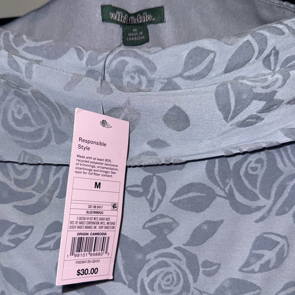 Brand New Wild Fable Off-the-shoulder Velvet Rose Floral Long Sleeve Mini Dress - Picture 4 of 4